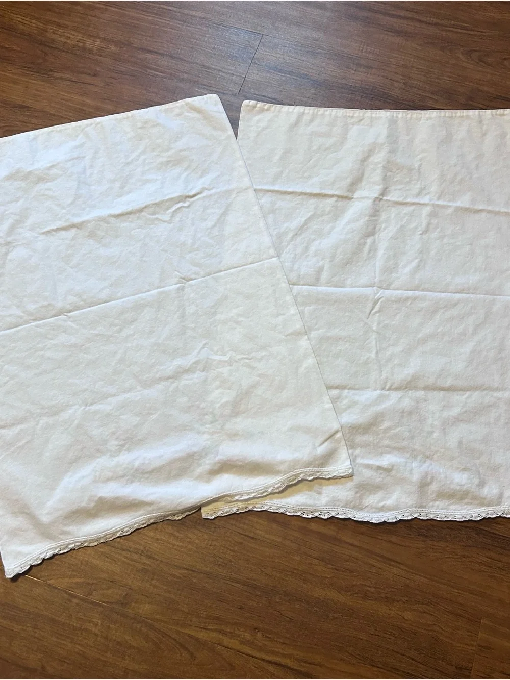 Vintage White Pillowcases with Pastel Floral Embroidery